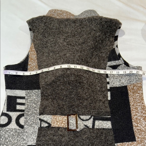 Cativa Vest Double Breasted Double Zipper Hooded Black Gray Brown Women's Sz L - Picture 13 of 16